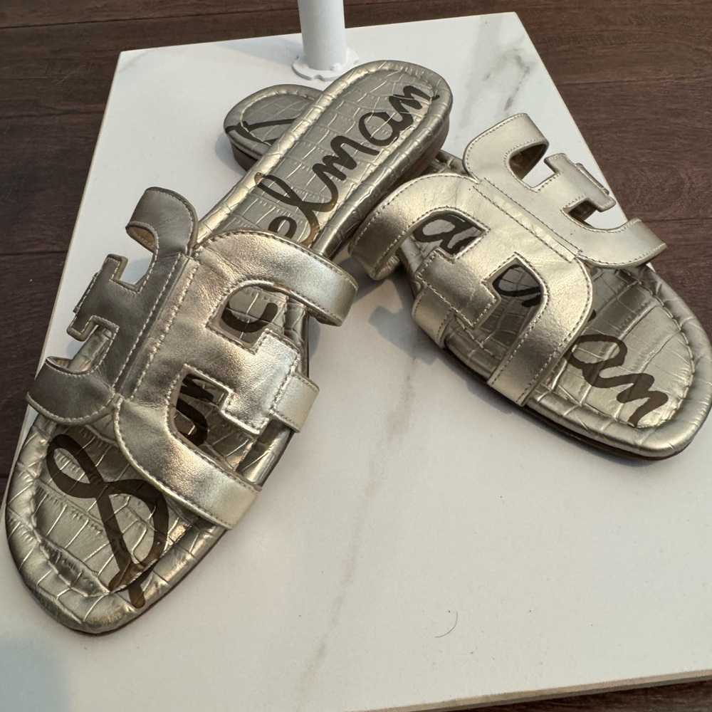 Sam Edelman Gold Slide Sandals